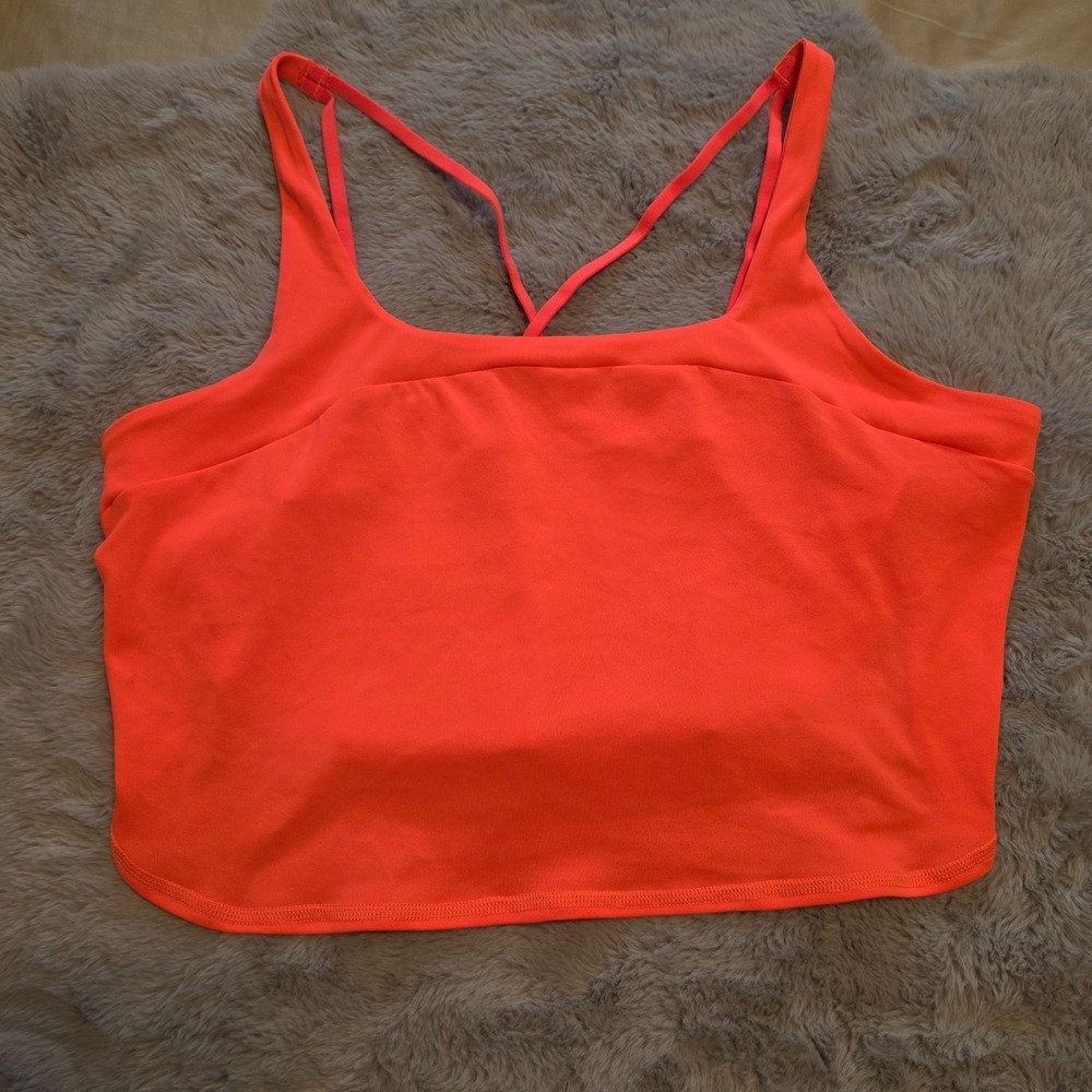 Gymshark Strappy Mesh Back Athletic Crop Top Neon Orange Medium